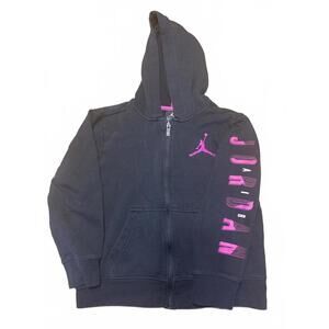 Jordan Kids Black Full Zip Hoodie jacket purple pink Logo Size 10 12 girls